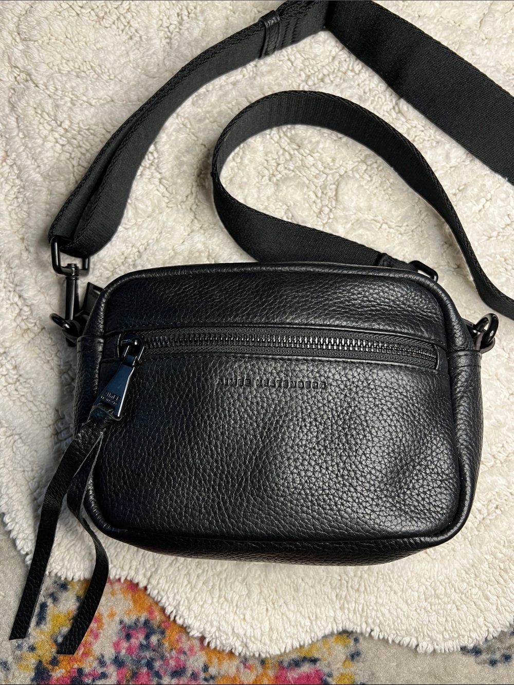 Aimee Kestenberg Black Leather Bum Bag Crossbody Belt Bag Fanny Pack Convertible